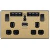 BG Evolve Satin Brass WiFi Extender With 13A Double USB Socket PCDSB22UWRB