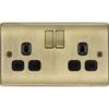BG Nexus Metal Antique Brass 13A Double Socket NAB22B -RS Electrical Supplies bg nexus metal antique brass 13a double socket nab22b