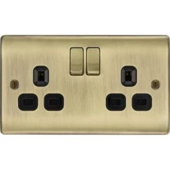 BG Nexus Metal Antique Brass 13A Double Socket NAB22B