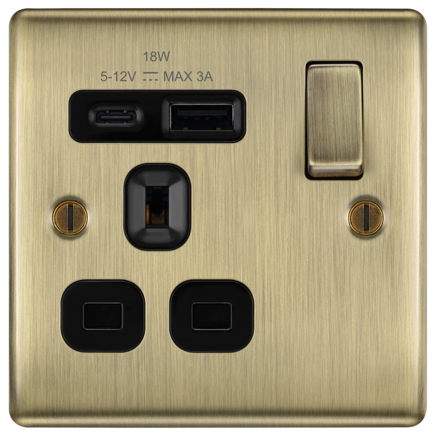 BG Nexus Metal Antique Brass 13A Single USB Socket With 18W A+C NAB21UAC18B 3 BG Nexus Metal Antique Brass 13A Single USB Socket With 18W A+C NAB21UAC18B