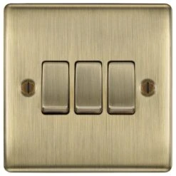 BG Nexus Metal Antique Brass 3G 2W Light Switch NAB43