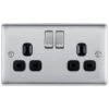 BG Nexus Metal Brushed Steel 13A Double Socket NBS22B 1 BG Nexus Metal Brushed Steel 13A Double Socket NBS22B -RS Electrical Supplies bg nexus metal brushed steel 13a double socket nbs22b