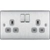 BG Nexus Metal Brushed Steel 13A Double Socket 10 Pack NBS22G 1 BG Nexus Metal Brushed Steel 13A Double Socket 10 Pack NBS22G -RS Electrical Supplies bg nexus metal brushed steel 13a double socket nbs22g 10 pack