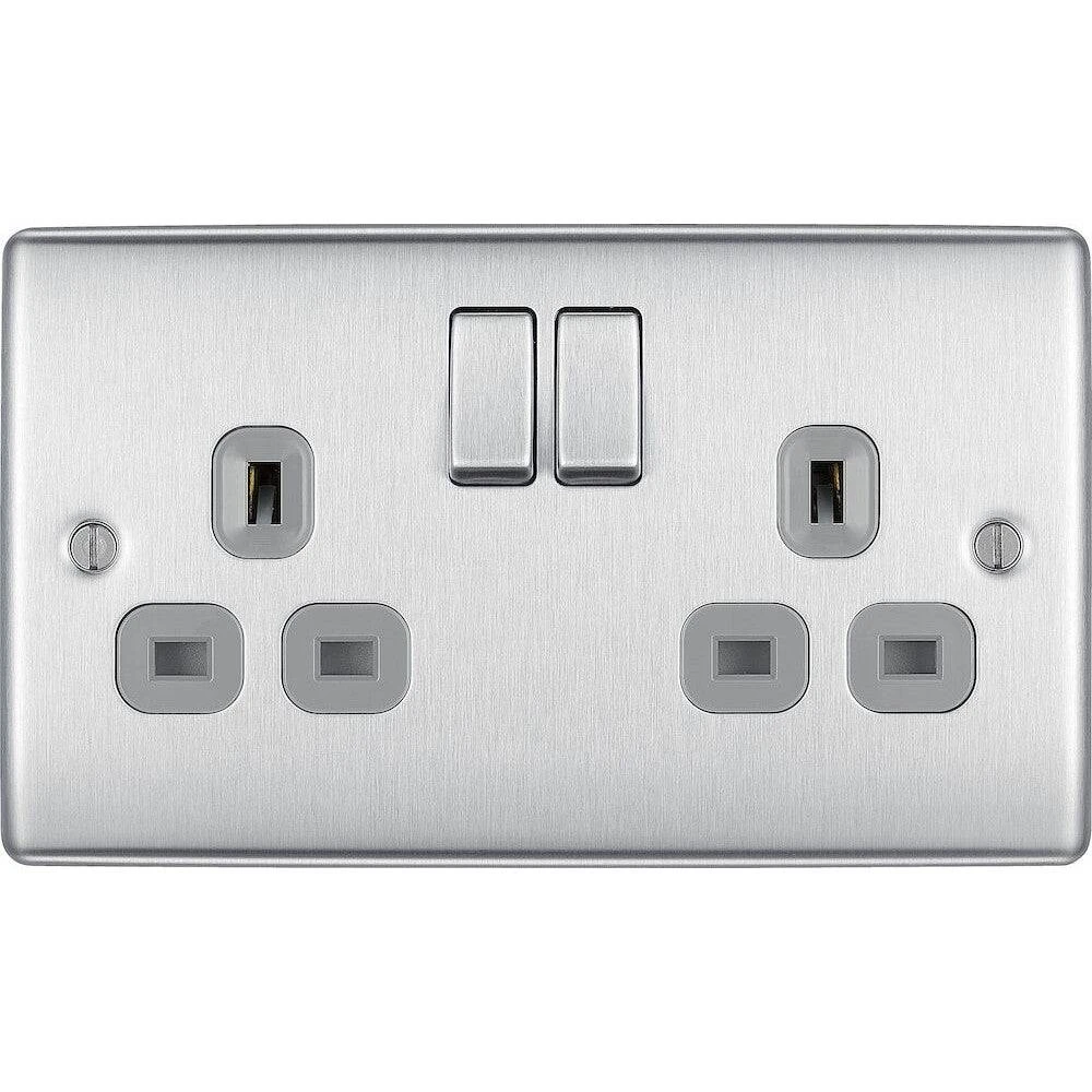 BG Nexus Metal Brushed Steel 13A Double Socket NBS22G 3 BG Nexus Metal Brushed Steel 13A Double Socket NBS22G