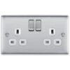 BG Nexus Metal Brushed Steel 13A Double Socket NBS22W -RS Electrical Supplies bg nexus metal brushed steel 13a double socket nbs22w