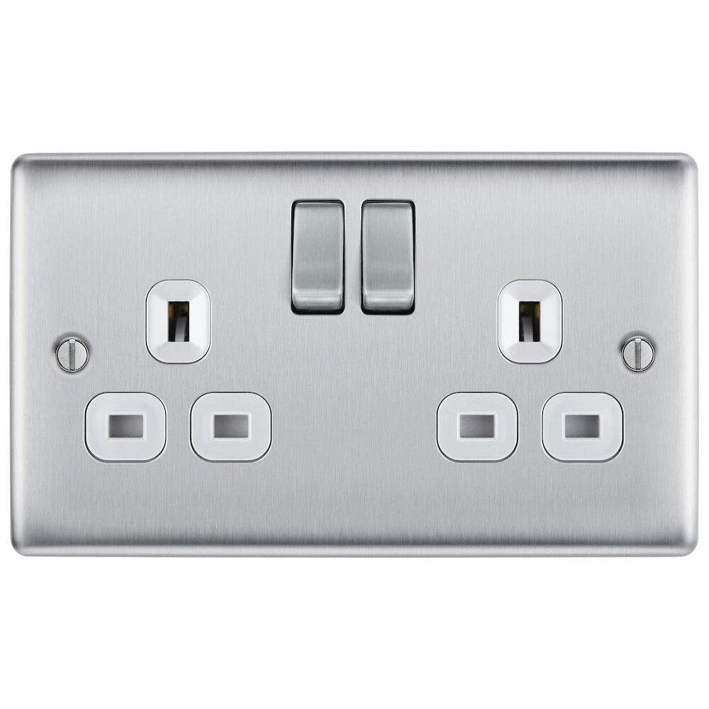 BG Nexus Metal Brushed Steel 13A Double Socket NBS22W 3 BG Nexus Metal Brushed Steel 13A Double Socket NBS22W