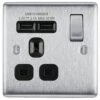 BG Nexus Metal Brushed Steel 13A Single USB Socket NBS21U2B
