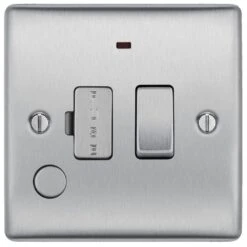 BG Nexus Metal Brushed Steel 13A Switched Spur With Neon & Flex NBS53
