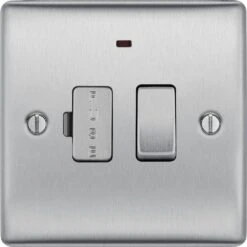 BG Nexus Metal Brushed Steel 13A Switched Spur With Neon NBS52