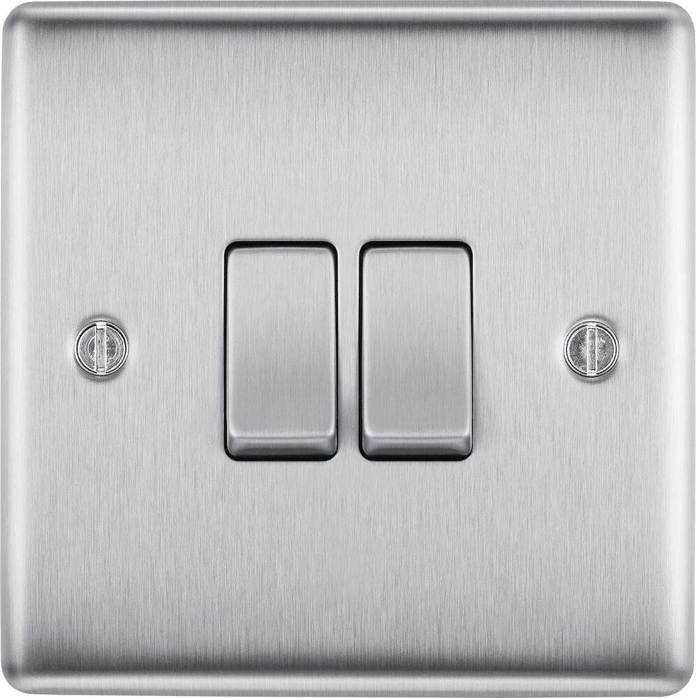 BG Nexus Metal Brushed Steel 2G 2W Light Switch NBS42 3 BG Nexus Metal Brushed Steel 2G 2W Light Switch NBS42