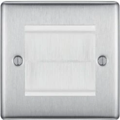 BG Nexus Metal Brushed Steel 2G Cable Brush Outlet NBSEMS2BRW