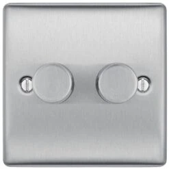 BG Nexus Metal Brushed Steel 2G Dimmer Switch NBS82