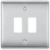 BG Nexus Metal Brushed Steel 2G Grid Plate RNBS2 -RS Electrical Supplies bg nexus metal brushed steel 2g grid plate rnbs2