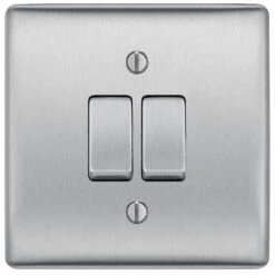 BG Nexus Metal Brushed Steel 2G Intermediate Light Switch NBS2GINT