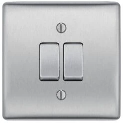 BG Nexus Metal Brushed Steel 2W & Intermediate Light Switch NBS2WINT
