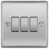BG Nexus Metal Brushed Steel 3G 2W Light Switch NBS43 -RS Electrical Supplies bg nexus metal brushed steel 3g 2w light switch nbs43
