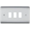 BG Nexus Metal Brushed Steel 3G Grid Plate RNBS3 -RS Electrical Supplies bg nexus metal brushed steel 3g grid plate rnbs3