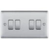 BG Nexus Metal Brushed Steel 4G 2W Light Switch NBS44 -RS Electrical Supplies bg nexus metal brushed steel 4g 2w light switch nbs44