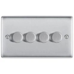 BG Nexus Metal Brushed Steel 4G Dimmer Switch NBS84