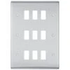 BG Nexus Metal Brushed Steel 9G Grid Plate RNBS9 -RS Electrical Supplies bg nexus metal brushed steel 9g grid plate rnbs9