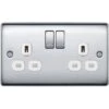 BG Nexus Metal Polished Chrome 13A Double Socket NPC22W 2 BG Nexus Metal Polished Chrome 13A Double Socket NPC22W -RS Electrical Supplies bg nexus metal polished chrome 13a double socket npc22w