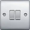 BG Nexus Metal Polished Chrome 2G 2W Light Switch NPC42 -RS Electrical Supplies bg nexus metal polished chrome 2g 2w light switch npc42