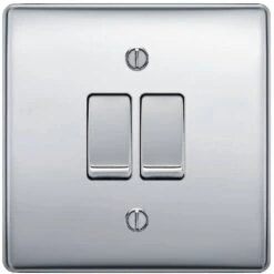 BG Nexus Metal Polished Chrome 2W & Intermediate Light Switch NPC2WINT