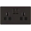 BG Nexus Screwless Black Nickel 13A Double Socket FBN22B -RS Electrical Supplies bg nexus screwless black nickel 13a double socket fbn22b