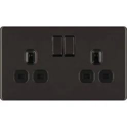 BG Nexus Screwless Black Nickel 13A Double Socket FBN22B
