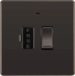 BG Nexus Screwless Black Nickel 13A Switched Spur With Neon FBN52