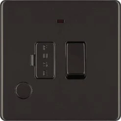 BG Nexus Screwless Black Nickel 13A Switched Spur With Neon & Flex FBN53