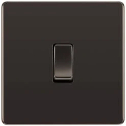 BG Nexus Screwless Black Nickel 1G 2W Light Switch FBN12