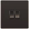 BG Nexus Screwless Black Nickel 2G Intermediate Light Switch FBN2GINT -RS Electrical Supplies bg nexus screwless black nickel 2g intermediate light switch fbn2gint