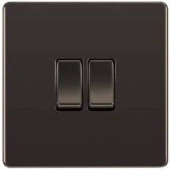 BG Nexus Screwless Black Nickel 2W & Intermediate Light Switch FBN2WINT