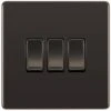 BG Nexus Screwless Black Nickel 3G 2W Light Switch FBN43 2 BG Nexus Screwless Black Nickel 3G 2W Light Switch FBN43 -RS Electrical Supplies bg nexus screwless black nickel 3g 2w light switch fbn43