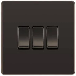 BG Nexus Screwless Black Nickel 3G 2W Light Switch FBN43
