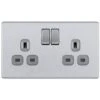 BG Nexus Screwless Brushed Steel 13A Double Socket FBS22G -RS Electrical Supplies bg nexus screwless brushed steel 13a double socket fbs22g
