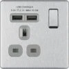 BG Nexus Screwless Brushed Steel 13A Single USB Socket FBS21U2G -RS Electrical Supplies bg nexus screwless brushed steel 13a single usb socket fbs21u2g