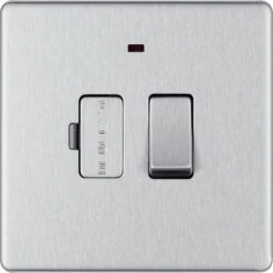 BG Nexus Screwless Brushed Steel 13A Switched Spur With Neon FBS52