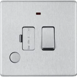 BG Nexus Screwless Brushed Steel 13A Switched Spur With Neon & Flex FBS53