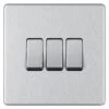 BG Nexus Screwless Brushed Steel 3G 2W Light Switch FBS43 2 BG Nexus Screwless Brushed Steel 3G 2W Light Switch FBS43 -RS Electrical Supplies bg nexus screwless brushed steel 3g 2w light switch fbs43