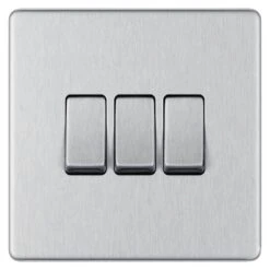 BG Nexus Screwless Brushed Steel 3G 2W Light Switch FBS43