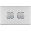 BG Nexus Screwless Brushed Steel 4G 2W Light Switch FBS44