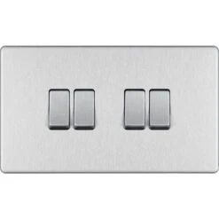BG Nexus Screwless Brushed Steel 4G 2W Light Switch FBS44