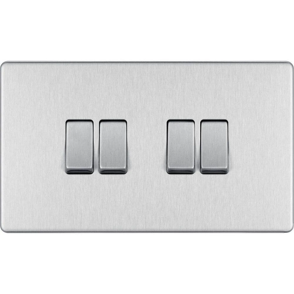 BG Nexus Screwless Brushed Steel 4G 2W Light Switch FBS44 3 BG Nexus Screwless Brushed Steel 4G 2W Light Switch FBS44