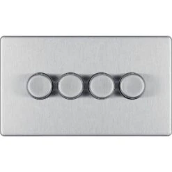 BG Nexus Screwless Brushed Steel 4G Dimmer Switch FBS84