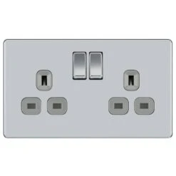BG Nexus Screwless Polished Chrome 13A Double Socket FPC22G