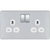 BG Nexus Screwless Polished Chrome 13A Double Socket FPC22W -RS Electrical Supplies bg nexus screwless polished chrome 13a double socket fpc22w