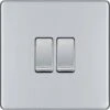 BG Nexus Screwless Polished Chrome 2G Intermediate Light Switch FPC2GINT
