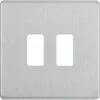 BG Screwless Flat Plate Brushed Steel Grid Plate RFBS2 -RS Electrical Supplies bg screwless flat plate brushed steel grid plate rfbs2